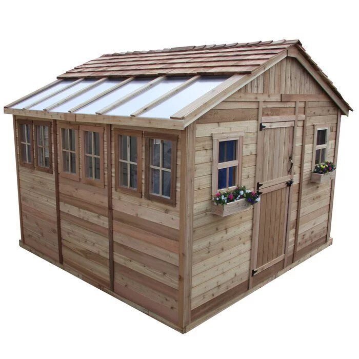 12 ft. W x 12 ft. D Cedar Wood Sunshed Garden Shed - Image 6