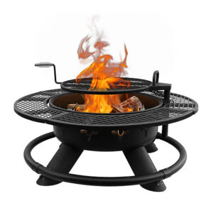Red Mountain Valley 47 in. Wood-Burning Fire Pit with Adjustable BBQ Grate, Deer Head