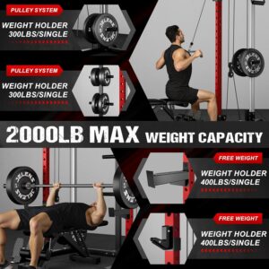 Power Cage C21 Multi-Function 2000LB Power Rack with Dual Pulley Cable & Squat Rack