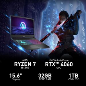 MSI Katana A15 AI 15.6” 144Hz FHD Gaming Laptop Ryzen 7-8845HS