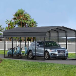 Arrow Carport, 12 ft. x 24ft. x 9ft. Charcoal 12′ x 24′ x 9′