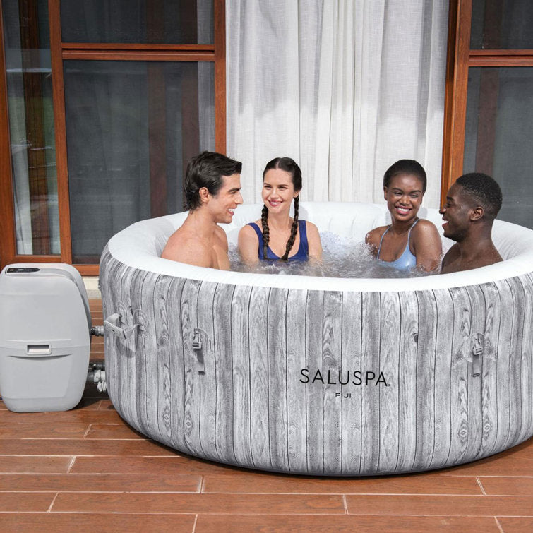 Bestway 4 – Person 120 – Jet Vinyl Round Inflatable Hot Tub in Gray - Image 3