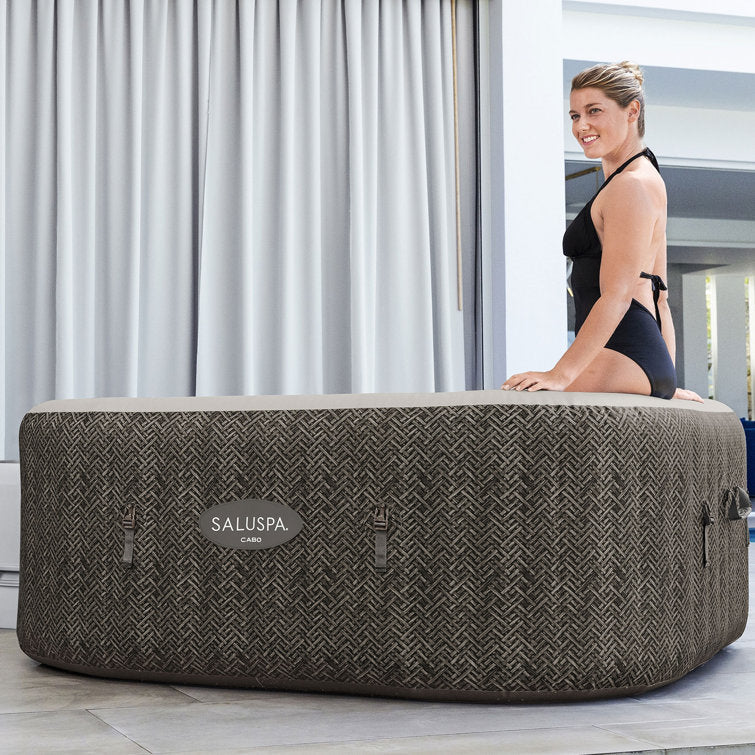 Bestway 6 – Person 140 – Jet Vinyl Square Inflatable Hot Tub in Brown - Image 3