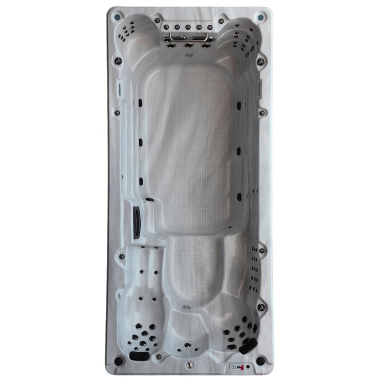 Canadian Spa Co 15 – Person 72 – Jet Acrylic Rectangular Hot Tub with Ozonator and Built-In Speaker in Sterling Silver, Walnut - Image 2