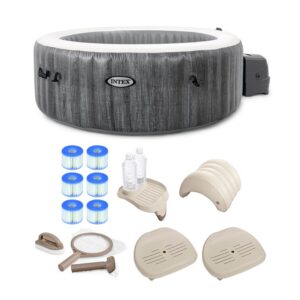 Intex 28439E Greywood Deluxe 4 Person Inflatable Hot Tub Bubble Jet Spa Kit