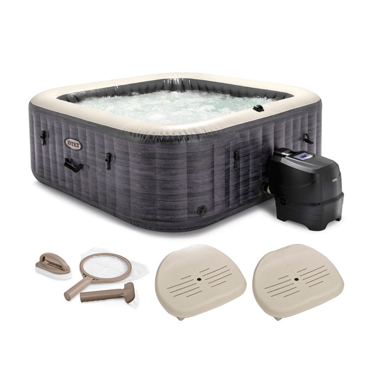 Intex 6 – Person 170 – Jet Square Inflatable Hot Tub in Gray - Image 2