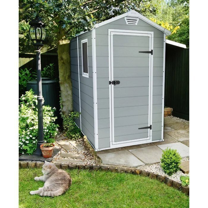 Keter Manor 4 ft. W x 6 ft. D Vertical Resin Outdoor Storage Shed Ideal For Patio Installation Included - Image 4