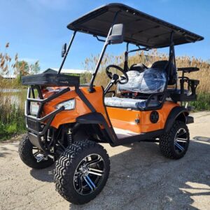48V Electric Golf Cart 4 Seater Lifted Renegade+ Custom Paint Edition Utility Golf UTV Compare To Coleman Kandi 4p – Orange