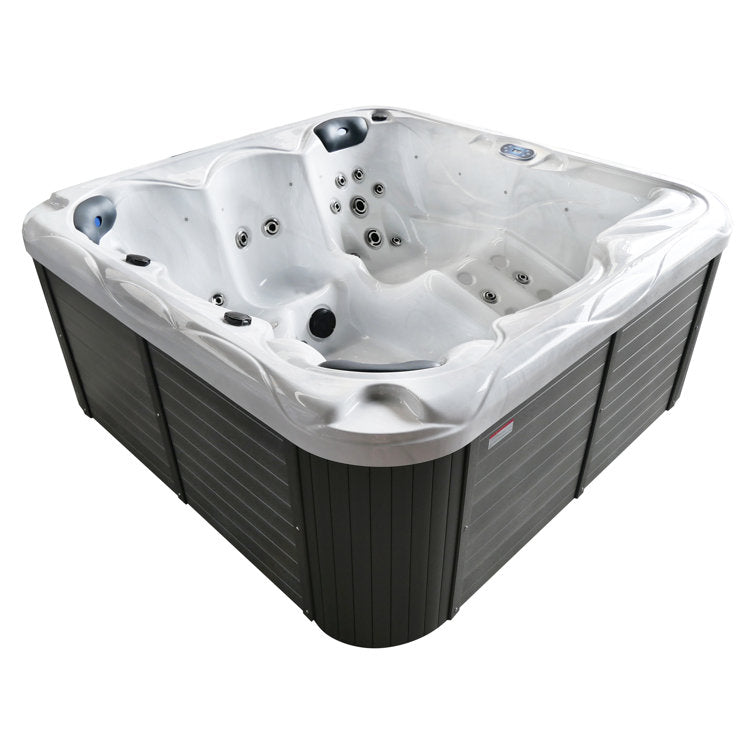 Sol 72 Outdoor™ Brophy 6 – Person 67 – Jet Acrylic Square Hot Tub with Ozonator in Dark Gray - Image 5