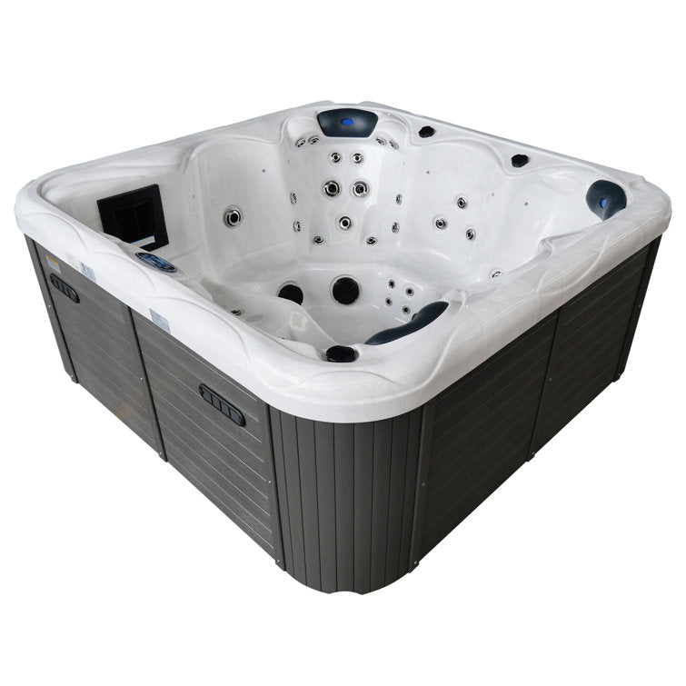 Sol 72 Outdoor™ Brophy 6 – Person 67 – Jet Acrylic Square Hot Tub with Ozonator in Dark Gray - Image 7