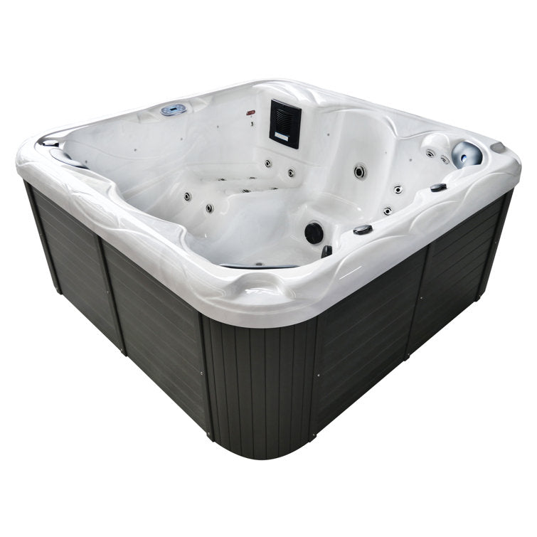 Sol 72 Outdoor™ Brophy 6 – Person 67 – Jet Acrylic Square Hot Tub with Ozonator in Dark Gray - Image 6