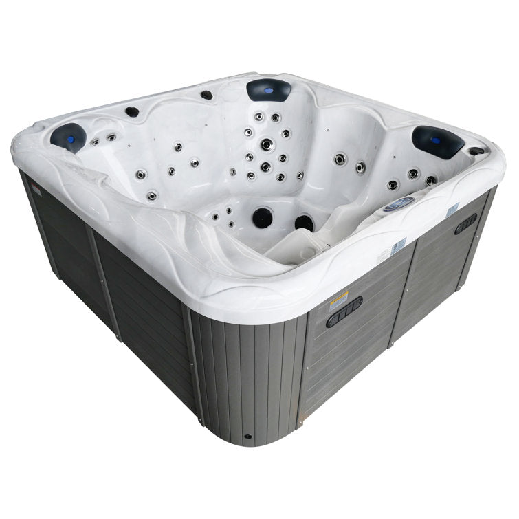 Sol 72 Outdoor™ Brophy 6 – Person 67 – Jet Acrylic Square Hot Tub with Ozonator in Dark Gray - Image 4