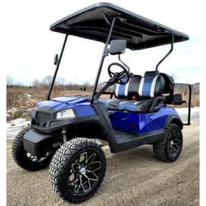 Terminator 48v Electric Golf Cart Four Seater NEW – Massive Rims/Tires & – Blue Body/Blue Seats
