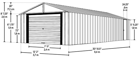 Arrow 12x31 Murryhill Garage Measurements Diagram