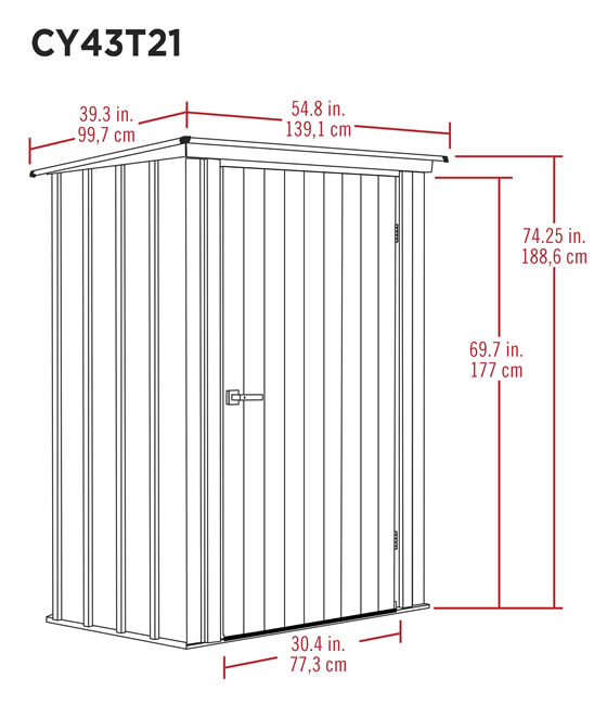 Arrow 4x3 Teal Spacemaker Patio Shed Kit Measurements Diagram