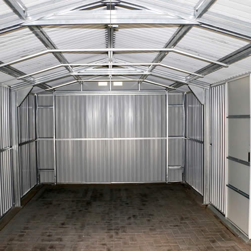 DuraMax 12x26 Light Gray Steel Garage - built with heavy duty steel truss system
